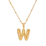 Colore oro / Collana con ciondolo da donna in acciaio inossidabile placcato Colore oro , stile casual semplice, a forma di lettera W, 1 pezzo Immagine23